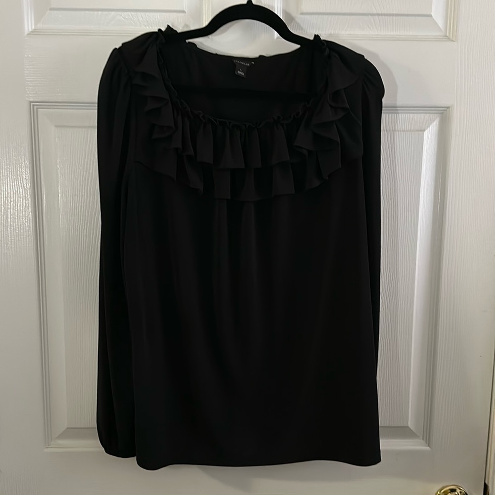 Ann Taylor - Black Ruffle Jersey Blouse